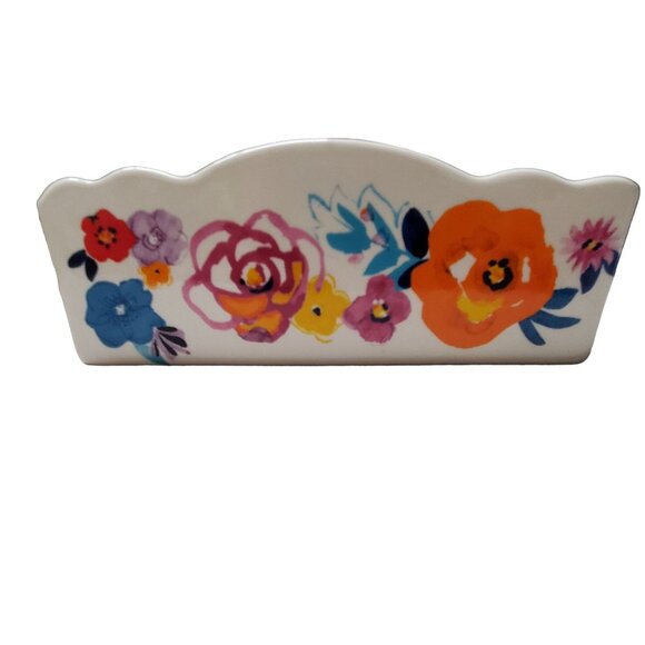 Pioneer Woman Flea Market Stoneware Napkin Holder 7.75" Square Floral Flower - Picture 4 of 4
